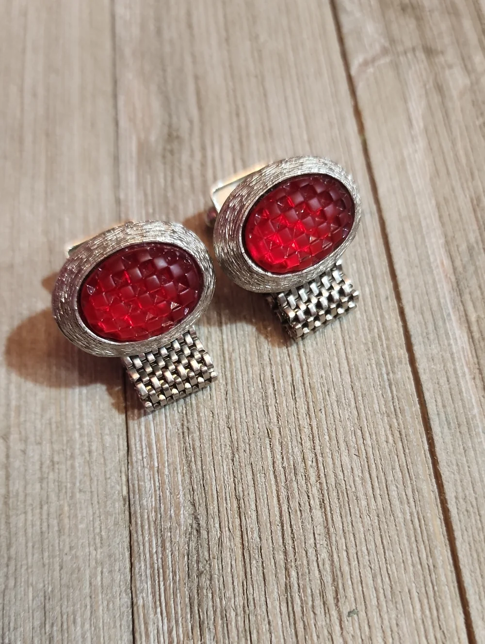 Vintage Swank Red Faceted Stone Cufflinks